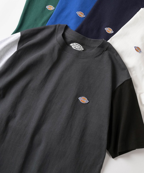 Dickies（ディッキーズ）の「【Dickies/ディッキーズ】 ワンポイント無地＆リブライン(ミニロゴワッペン+袖切替え) クルーネックTシャツ/ リンガーT（Tシャツ/カットソー・メンズ・ホワイト/ブラック/ネイビー/グレー/グリーン/グレー系その他/グレー系その他2/グレー系その他3/グリーン系その他/マスタード/ダークネイビー/チャコールグレー/ブラック系その他/ブルー/アッシュグレー/オフホワイト・M/L/XL）」の6枚目の写真