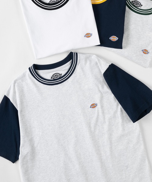 Dickies（ディッキーズ）の「【Dickies/ディッキーズ】 ワンポイント無地＆リブライン(ミニロゴワッペン+袖切替え) クルーネックTシャツ/ リンガーT（Tシャツ/カットソー・メンズ・ホワイト/ブラック/ネイビー/グレー/グリーン/グレー系その他/グレー系その他2/グレー系その他3/グリーン系その他/マスタード/ダークネイビー/チャコールグレー/ブラック系その他/ブルー/アッシュグレー/オフホワイト・M/L/XL）」の10枚目の写真