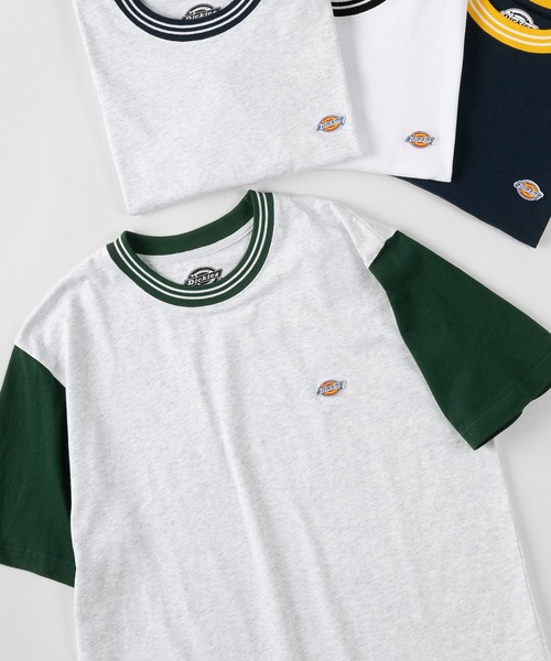 Dickies（ディッキーズ）の「【Dickies/ディッキーズ】 ワンポイント無地＆リブライン(ミニロゴワッペン+袖切替え) クルーネックTシャツ/ リンガーT（Tシャツ/カットソー・メンズ・ホワイト/ブラック/ネイビー/グレー/グリーン/グレー系その他/グレー系その他2/グレー系その他3/グリーン系その他/マスタード/ダークネイビー/チャコールグレー/ブラック系その他/ブルー/アッシュグレー/オフホワイト・M/L/XL）」の11枚目の写真