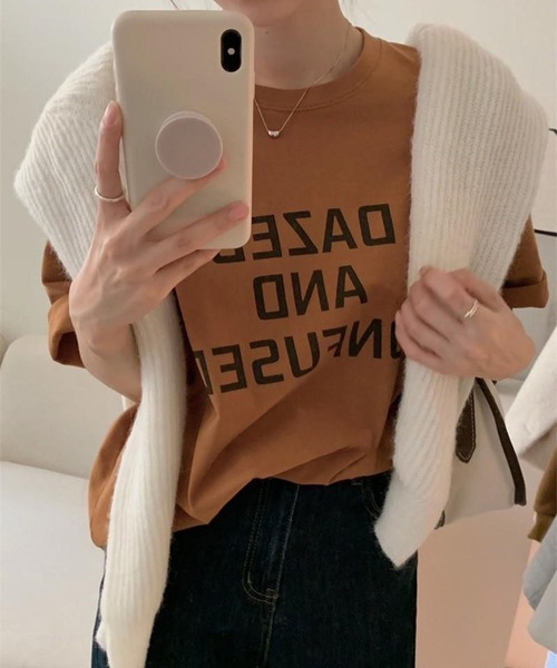 me+em select(ミームセレクト)の「【 5色展開 】DAZED ロゴカラーTシャツ(Tシャツ/カットソー・レディース・ブラウン/ブルー/ブラック/グリーン/ホワイト・FREE)」の3枚目の写真