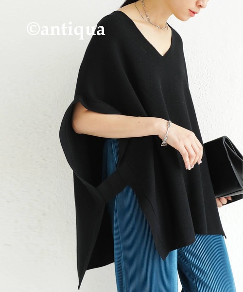 antiqua(アンティカ)の「スリット入りコークンニットベスト(ニット/セーター・レディース・ライム/ブラック/カーキオリーブ/ホワイト系その他/ライトパープル・FREE)」の22枚目の写真