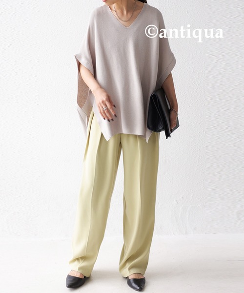 antiqua(アンティカ)の「スリット入りコークンニットベスト(ニット/セーター・レディース・ライム/ブラック/カーキオリーブ/ホワイト系その他/ライトパープル・FREE)」の13枚目の写真