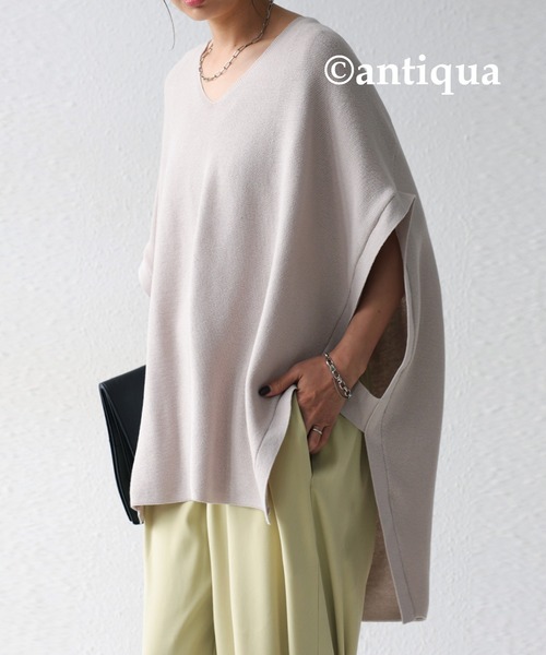 antiqua(アンティカ)の「スリット入りコークンニットベスト(ニット/セーター・レディース・ライム/ブラック/カーキオリーブ/ホワイト系その他/ライトパープル・FREE)」の14枚目の写真