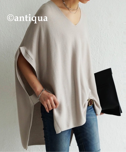 antiqua(アンティカ)の「スリット入りコークンニットベスト(ニット/セーター・レディース・ライム/ブラック/カーキオリーブ/ホワイト系その他/ライトパープル・FREE)」の16枚目の写真