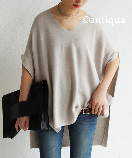antiqua(アンティカ)の「スリット入りコークンニットベスト(ニット/セーター・レディース・ライム/ブラック/カーキオリーブ/ホワイト系その他/ライトパープル・FREE)」の17枚目の写真