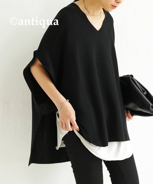 antiqua(アンティカ)の「スリット入りコークンニットベスト(ニット/セーター・レディース・ライム/ブラック/カーキオリーブ/ホワイト系その他/ライトパープル・FREE)」の19枚目の写真