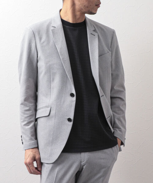 Stutostein Nolley's（シュテットシュタインノーリーズ）の「MODERNFIT LIGHT JK(軽量、速乾、ストレッチ素材の快適ジャケット）（テーラードジャケット・メンズ・グレー/ダークネイビー/ネイビー/ブルー/インディゴブルー/チャコールグレー・S/M/L/XL/SMALL/LARGE/X-LARGE/MEDIUM）」の3枚目の写真