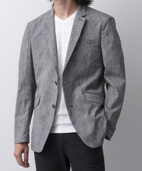 Stutostein Nolley's（シュテットシュタインノーリーズ）の「MODERNFIT LIGHT JK(軽量、速乾、ストレッチ素材の快適ジャケット）（テーラードジャケット・メンズ・グレー/ダークネイビー/ネイビー/ブルー/インディゴブルー/チャコールグレー・S/M/L/XL/SMALL/LARGE/X-LARGE/MEDIUM）」の2枚目の写真