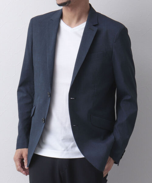 Stutostein Nolley's（シュテットシュタインノーリーズ）の「MODERNFIT LIGHT JK(軽量、速乾、ストレッチ素材の快適ジャケット）（テーラードジャケット・メンズ・グレー/ダークネイビー/ネイビー/ブルー/インディゴブルー/チャコールグレー・S/M/L/XL/SMALL/LARGE/X-LARGE/MEDIUM）」の5枚目の写真