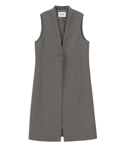 ZUCCA オリーブグリーン ノーカラーベスト ZUCCa（ズッカ）の「（S）PEトロ（ベスト）」 - WEAR