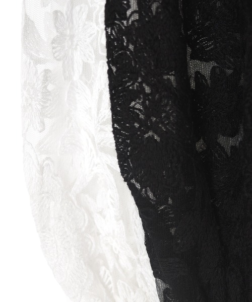 w closet（ダブルクローゼット）の「チュール刺繍2WAYブラウス（シャツ/ブラウス・レディース・ブラック/オフホワイト・FREE）」の4枚目の写真
