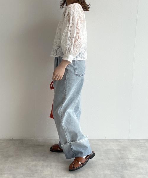 w closet（ダブルクローゼット）の「チュール刺繍2WAYブラウス（シャツ/ブラウス・レディース・ブラック/オフホワイト・FREE）」の20枚目の写真