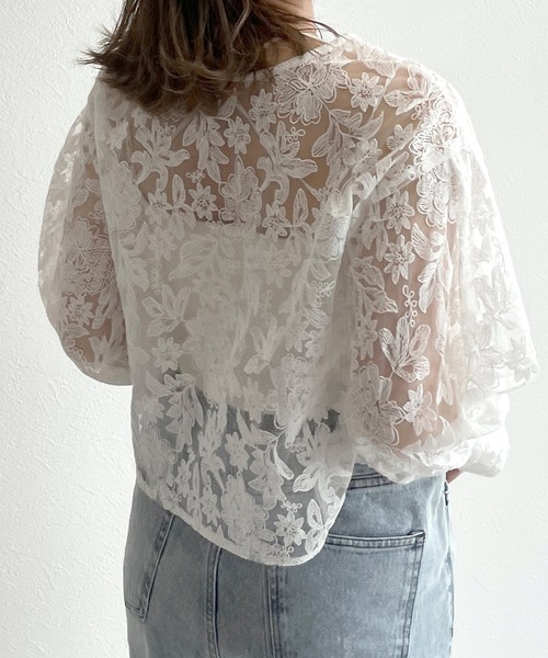 w closet（ダブルクローゼット）の「チュール刺繍2WAYブラウス（シャツ/ブラウス・レディース・ブラック/オフホワイト・FREE）」の18枚目の写真