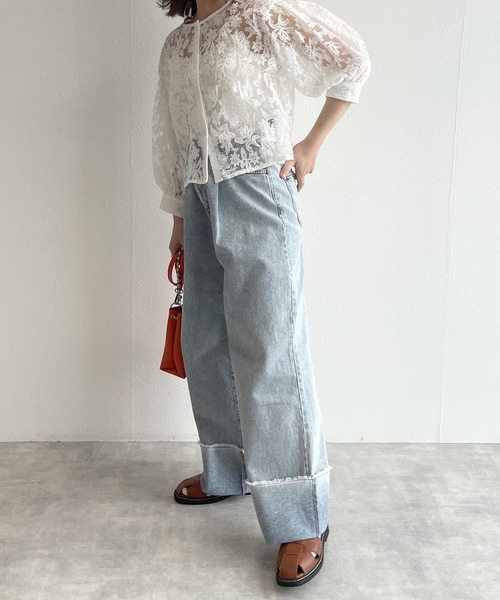 w closet（ダブルクローゼット）の「チュール刺繍2WAYブラウス（シャツ/ブラウス・レディース・ブラック/オフホワイト・FREE）」の17枚目の写真