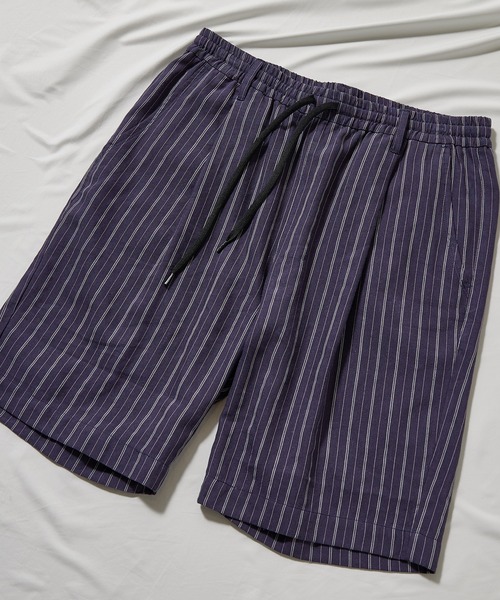 UNION STATION（ユニオンステーション）の「綿麻ストライプショートパンツ（その他パンツ・メンズ・ネイビー/オフホワイト/レンガ・M/L）」の4枚目の写真