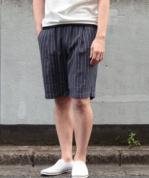 UNION STATION（ユニオンステーション）の「綿麻ストライプショートパンツ（その他パンツ・メンズ・ネイビー/オフホワイト/レンガ・M/L）」の20枚目の写真