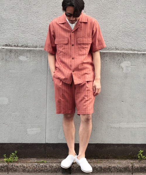 UNION STATION（ユニオンステーション）の「綿麻ストライプショートパンツ（その他パンツ・メンズ・ネイビー/オフホワイト/レンガ・M/L）」の21枚目の写真