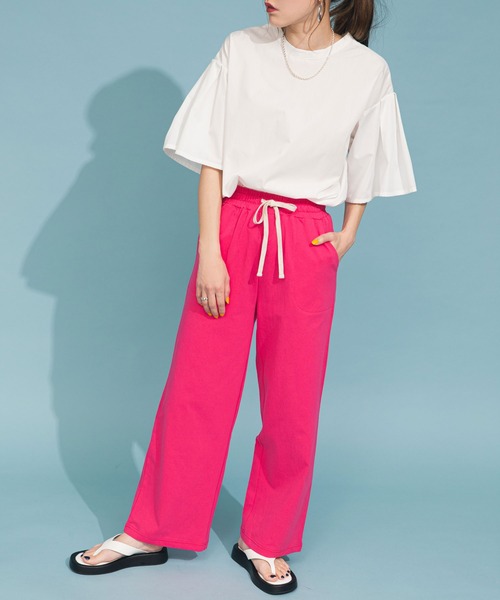 bohmal(ボマール)の「リラックスストレートパンツ(スウェットパンツ・レディース・ブラック/ピンク/グリーン・FREE)」の11枚目の写真