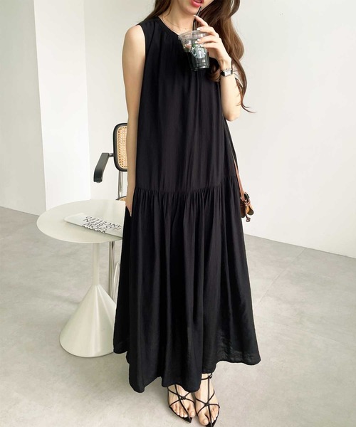 GeeRA（ジーラ）の「楊柳ティアードワンピース（ワンピース・レディース・ピンク/ブルー/ブラック/ライトブルー/イエロー・MEDIUM/LARGE/X-LARGE）」の13枚目の写真