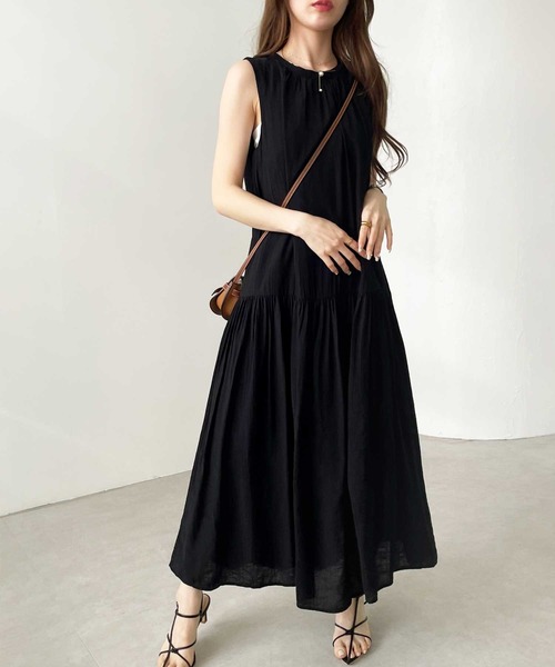 GeeRA（ジーラ）の「楊柳ティアードワンピース（ワンピース・レディース・ピンク/ブルー/ブラック/ライトブルー/イエロー・MEDIUM/LARGE/X-LARGE）」の10枚目の写真