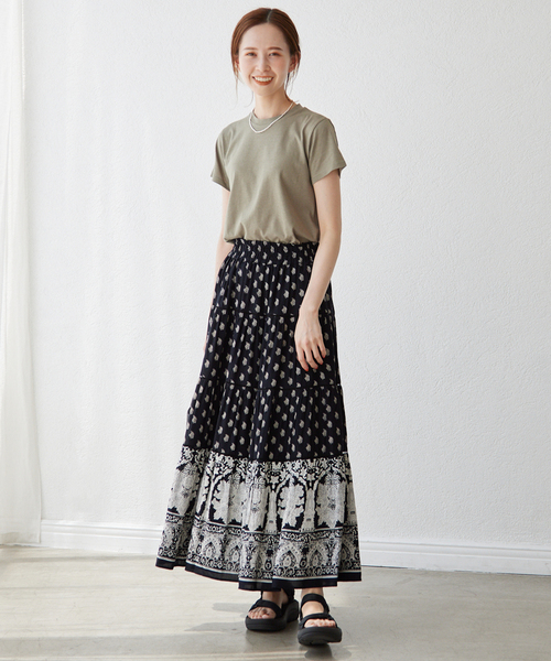インドパネルプリントティアードスカート（スカート）｜SLOBE