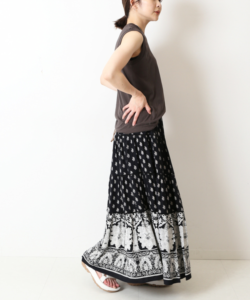 インドパネルプリントティアードスカート（スカート）｜SLOBE