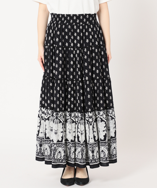 新品✨ SLOBE IENA インドパネルプリントトリミング スカート SLOBE IENA（スローブイエナ）の「インドパネルプリント