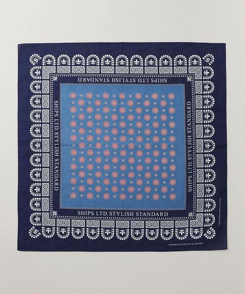 SHIPS（シップス）の「SHIPS: インディゴ スタンダード バンダナ（バンダナ/スカーフ・メンズ・ネイビー/ダークブルー/ロイヤルブルー/ブルー/コバルトブルー・ONE SIZE）」の4枚目の写真