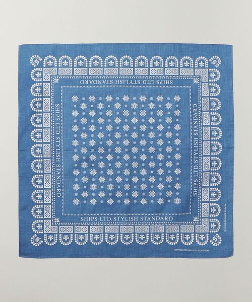 SHIPS（シップス）の「SHIPS: インディゴ スタンダード バンダナ（バンダナ/スカーフ・メンズ・ネイビー/ダークブルー/ロイヤルブルー/ブルー/コバルトブルー・ONE SIZE）」の3枚目の写真