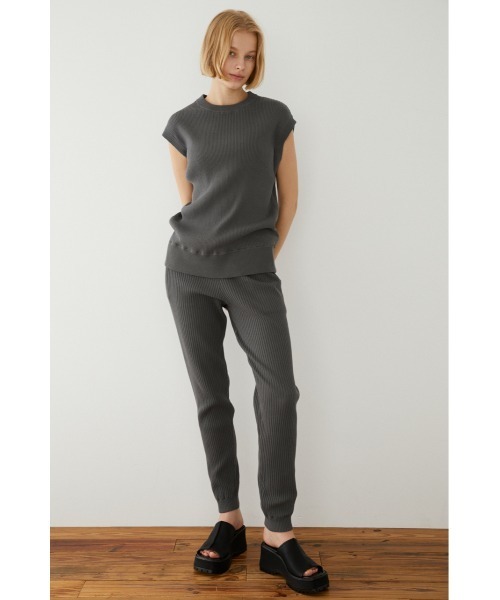 SLY（スライ）の「Sly Skin KNIT PT ニット パンツ ジョガーパンツ（ルームウェア/パジャマ・レディース・ピンク/グレー・2/1）」の2枚目の写真