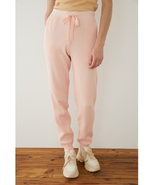 SLY（スライ）の「Sly Skin KNIT PT ニット パンツ ジョガーパンツ（ルームウェア/パジャマ・レディース・ピンク/グレー・2/1）」の7枚目の写真