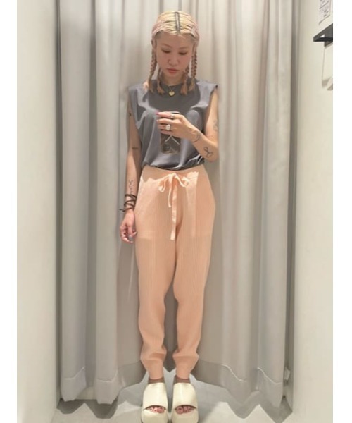 SLY（スライ）の「Sly Skin KNIT PT ニット パンツ ジョガーパンツ（ルームウェア/パジャマ・レディース・ピンク/グレー・2/1）」の22枚目の写真