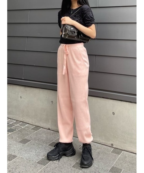 SLY（スライ）の「Sly Skin KNIT PT ニット パンツ ジョガーパンツ（ルームウェア/パジャマ・レディース・ピンク/グレー・2/1）」の21枚目の写真