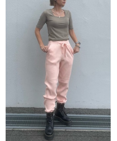 SLY（スライ）の「Sly Skin KNIT PT ニット パンツ ジョガーパンツ（ルームウェア/パジャマ・レディース・ピンク/グレー・2/1）」の18枚目の写真