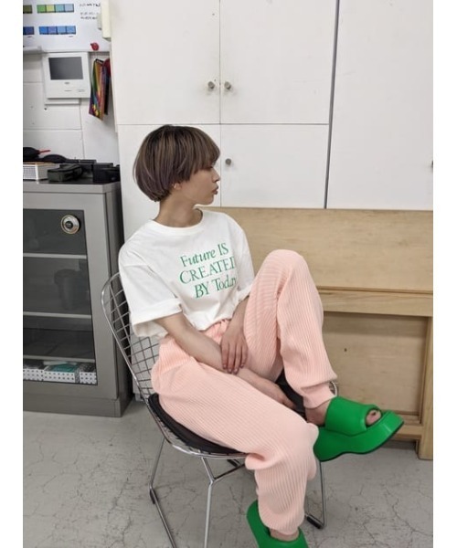 SLY（スライ）の「Sly Skin KNIT PT ニット パンツ ジョガーパンツ（ルームウェア/パジャマ・レディース・ピンク/グレー・2/1）」の17枚目の写真