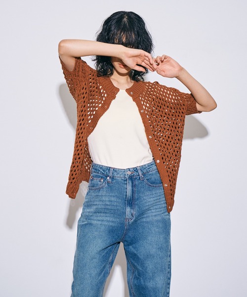 4youstory（フォーユーストーリー）の「【4youstory】2wayメッシュカーディガン（ニット/セーター・レディース・ブラック/アイボリー/ブラウン系その他・FREE）」の9枚目の写真