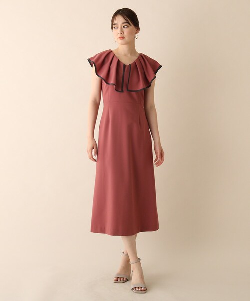 ★新品★ OPAQUE.CLIP フリルワンピース　ノースリーブ　イエロー ノースリーブ フリル マーメイド ワンピース イエロー S~XL