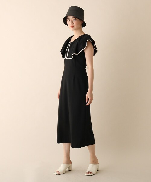 OPAQUE.CLIP（オペークドットクリップ）の「◆配色フリルカラーワンピース（ワンピース・レディース・サックスブルー系4/レンガ/ブラック系4・36/38）」の7枚目の写真