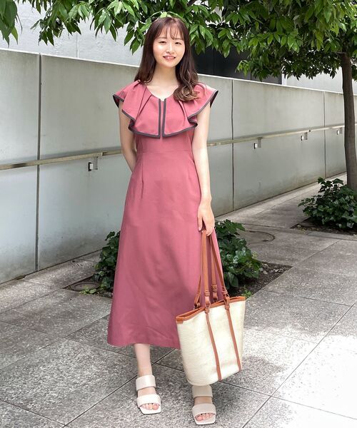 OPAQUE.CLIP（オペークドットクリップ）の「◆配色フリルカラーワンピース（ワンピース・レディース・サックスブルー系4/レンガ/ブラック系4・36/38）」の19枚目の写真