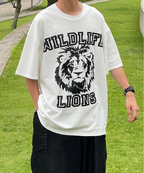 kutir(クティール)の「カレッジロゴライオンTシャツ(Tシャツ/カットソー・メンズ・ブラック/オフホワイト/グリーン・MEDIUM/LARGE)」の9枚目の写真