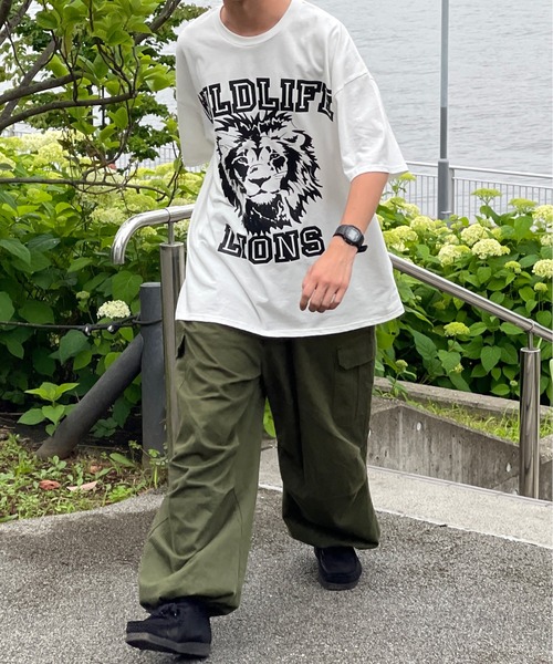 kutir(クティール)の「カレッジロゴライオンTシャツ(Tシャツ/カットソー・メンズ・ブラック/オフホワイト/グリーン・MEDIUM/LARGE)」の6枚目の写真