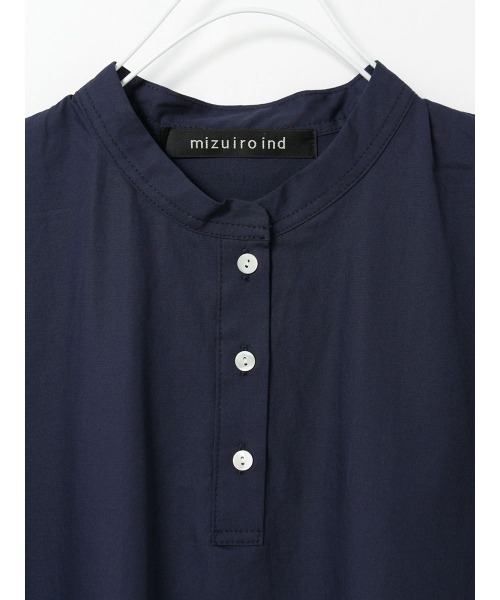 【美品】mizuiroind スタンドカラーピンタックスリーブワンピース mizuiro ind スタンドカラーピンタックスリーブロングワンピース