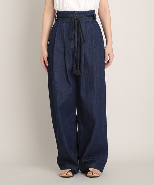 THE SHOP TK (ザ ショップ ティーケー )の「◆ハイウエストワイドデニム(デニムパンツ・レディース・ネイビー・12/11)」の3枚目の写真