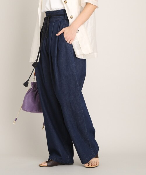 THE SHOP TK (ザ ショップ ティーケー )の「◆ハイウエストワイドデニム(デニムパンツ・レディース・ネイビー・12/11)」の4枚目の写真