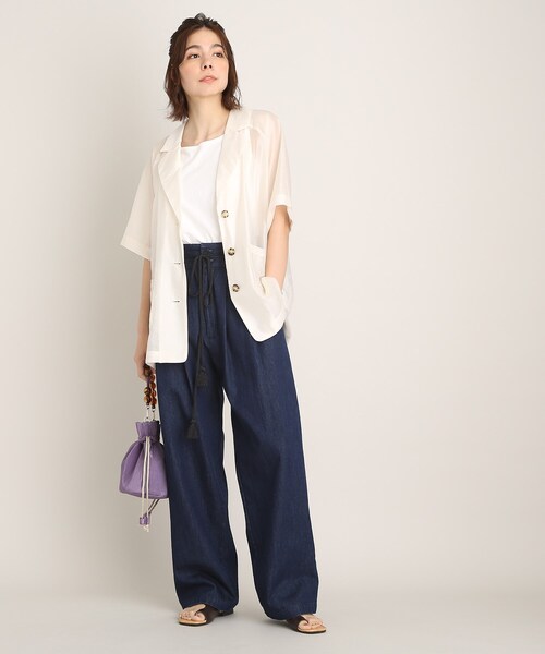 THE SHOP TK (ザ ショップ ティーケー )の「◆ハイウエストワイドデニム(デニムパンツ・レディース・ネイビー・12/11)」の9枚目の写真