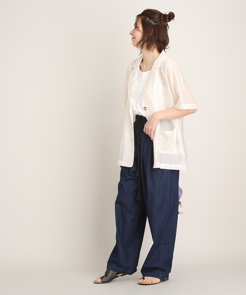 THE SHOP TK (ザ ショップ ティーケー )の「◆ハイウエストワイドデニム(デニムパンツ・レディース・ネイビー・12/11)」の6枚目の写真