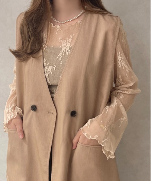 apres jour clair（アプレジュールクレア）の「【apres jour clair】レーストップス【ZOZOTOWN限定アイテム】（Tシャツ/カットソー・レディース・アイボリー/ベージュ・フリー/X-LARGE）」の3枚目の写真