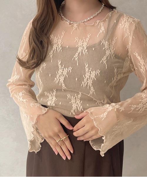 apres jour clair（アプレジュールクレア）の「【apres jour clair】レーストップス【ZOZOTOWN限定アイテム】（Tシャツ/カットソー・レディース・アイボリー/ベージュ・フリー/X-LARGE）」の4枚目の写真