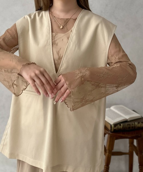 apres jour clair（アプレジュールクレア）の「【apres jour clair】レーストップス【ZOZOTOWN限定アイテム】（Tシャツ/カットソー・レディース・アイボリー/ベージュ・フリー/X-LARGE）」の8枚目の写真