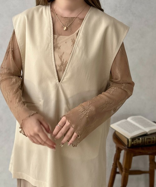 apres jour clair（アプレジュールクレア）の「【apres jour clair】レーストップス【ZOZOTOWN限定アイテム】（Tシャツ/カットソー・レディース・アイボリー/ベージュ・フリー/X-LARGE）」の9枚目の写真